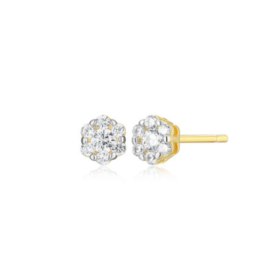 CJ Monte sterling silver lab_created diamond round cluster stud earrings