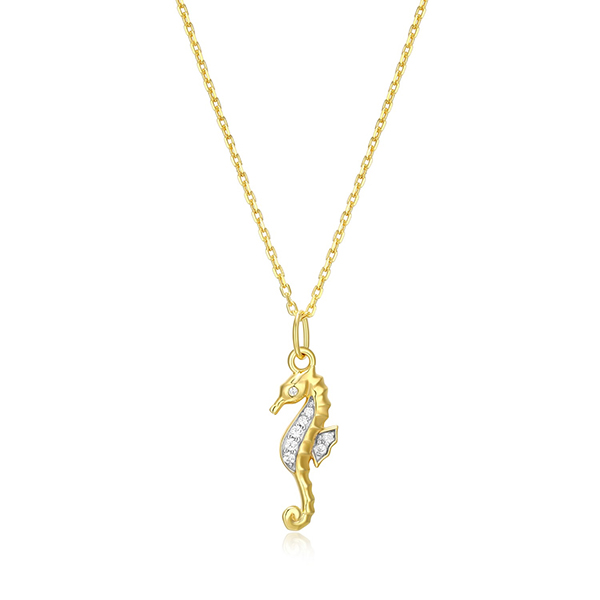 CJ Monte sterling silver lab_-created diamond seahorse necklace