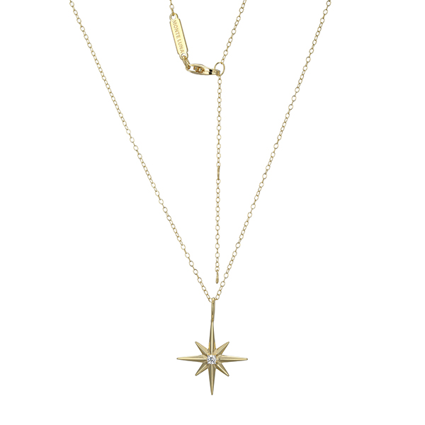 CJ Monte sterling silver lab_created diamondhigh polished north star necklace