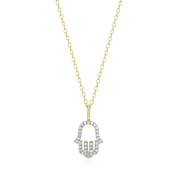CJ Monte sterling silver lab-created diamond hamsa necklace