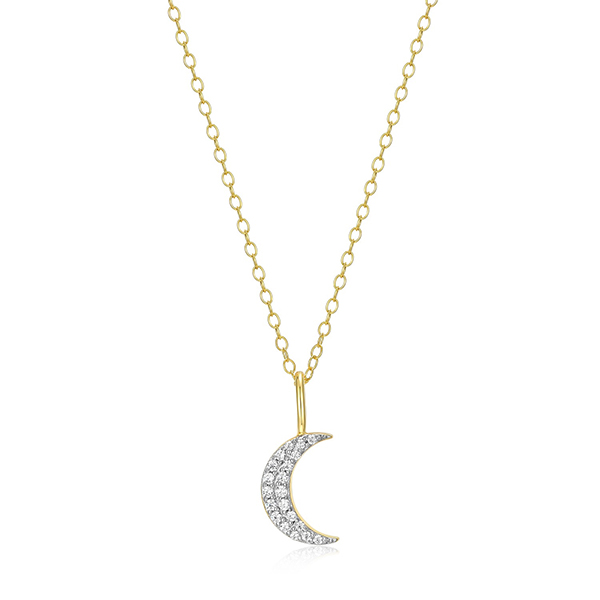 CJ Monte sterling silver lab-created diamond crescent moon necklace