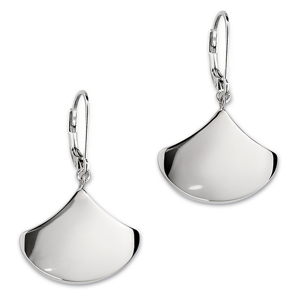 ELLE Sterling Silver Fan Shaped Leverback Earrings - Silver