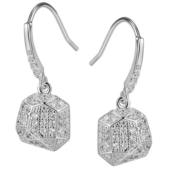ELLE Sterling Silver Facet Micro Fave Round Fishhook Earrings - Silver