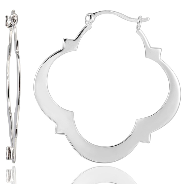 ER2LBG0A0-W Sterling Silver COMPASS ROSE 41mm Hoop Earrings