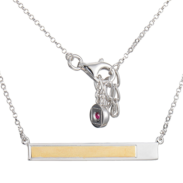 NR0LAZV97-W-18 Sterling Silver Two Tome Horizontal Bar Necklace Size 18