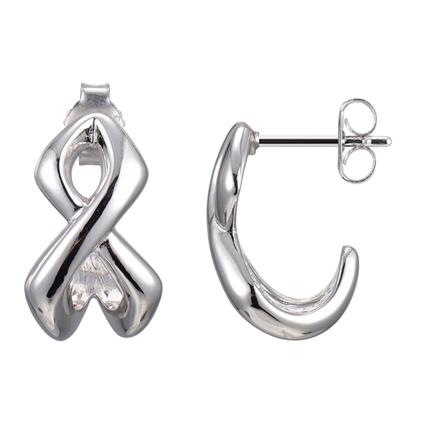 ER2LBZGA0-W Sterling Silver Ribbon Post Earrings