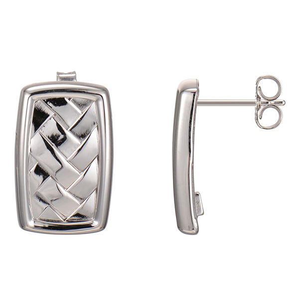 ER2LC01A0-W Sterling Silver Basket Post Earrings