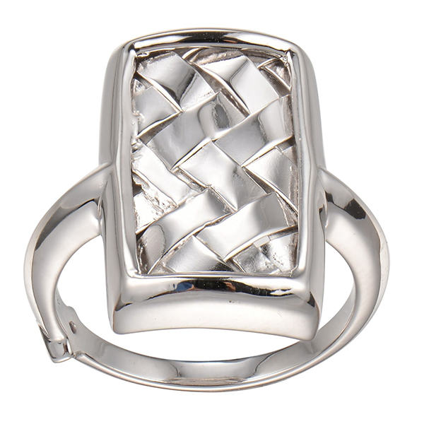 RR4LA23A0-W-6 Sterling Silver Basket Pattern Ring Size 6