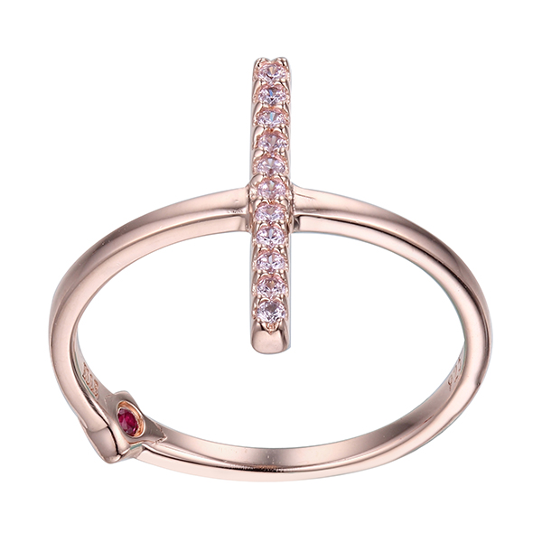 R34LA4206-P-8 Sterling Silver Pink Cubic Zirconia Bar Ring Size 8