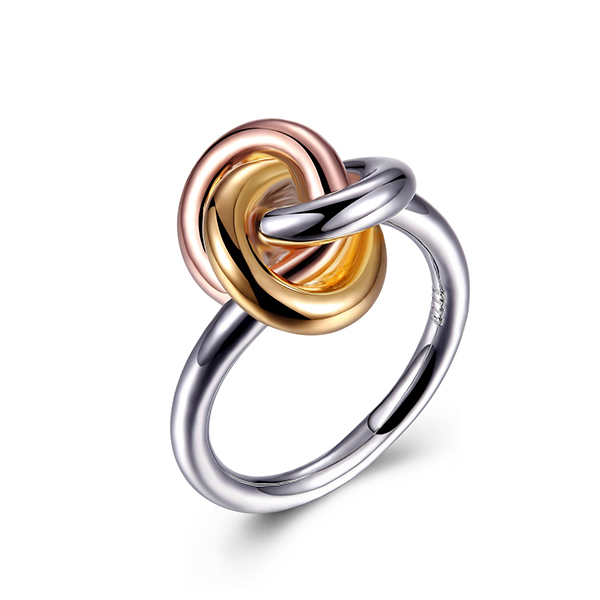 RR4L88697-3T-6 Sterling Silver Three Tone Knot Ring Size 6