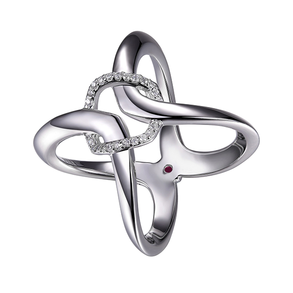 RR4LA4600-W-8 Sterling Silver Wide Open Cubic Zirconia Ring Size 8