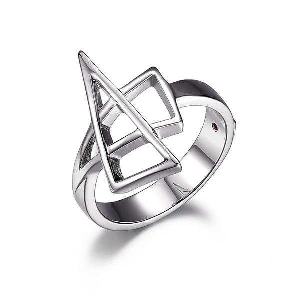 RR4LA4XA0-W-6 Sterling Silver CroSterling Silver over Triangle Ring Size 6