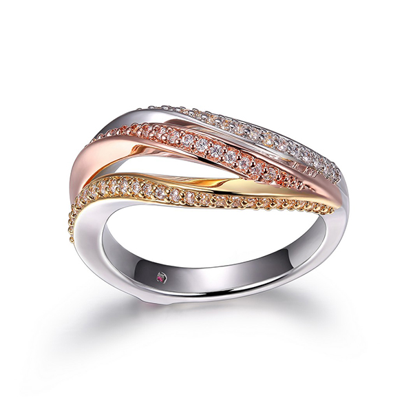 RR4LA6W00-3T-6 Sterling Silver Three Tone Wrap Ring Size 6