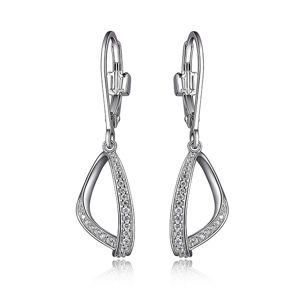 ER2LCBM00-W Sterling Silver SINTALLION Cubic Zirconia Leverback Dangle Earrings