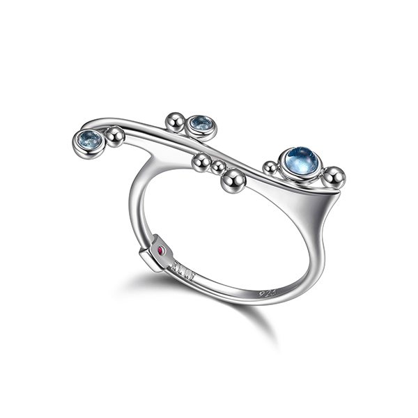 RR4LA9W12-W-9 Sterling Silver PIXIE DUST Genuine Blue Topaz Ring Size 9