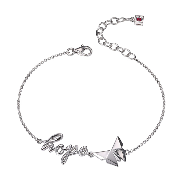 BR1LAGJA-W-6.5 Origami Butterfly and Hope Bracelet Size 6.5