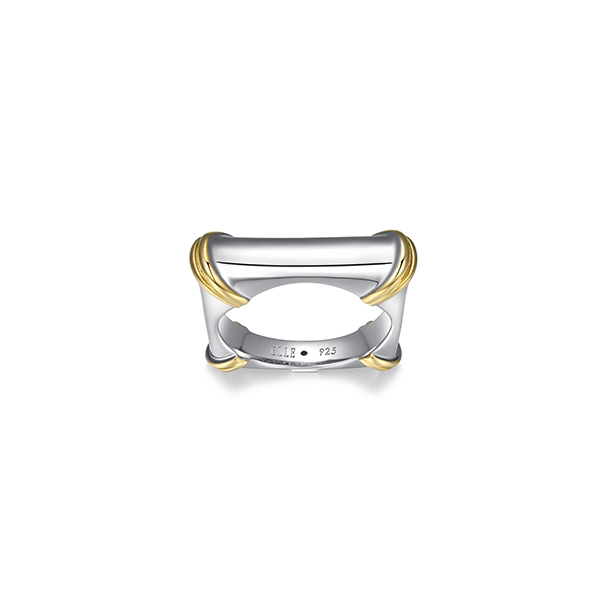 RR4LAGPA0-2T-6 Sterling Silver BAMBOO 7mm Wide Two Tone Ring Size 6