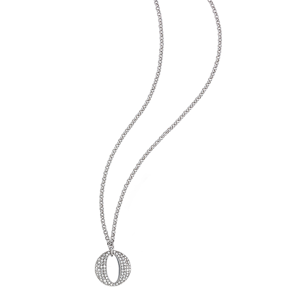 NR0LAL100-W-16 Sterling Silver PORTAL Letter O Cubic Zirconia Necklace Size 16