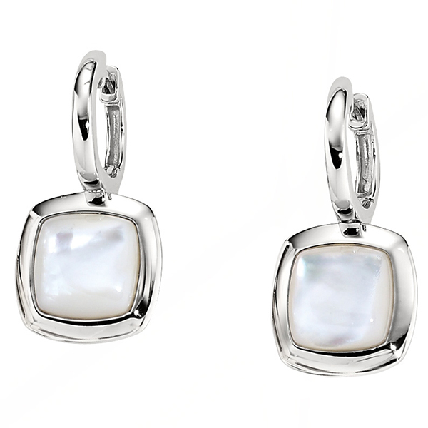 ER2LAJNA9-W White Mother of Pearl Huggie Earrings