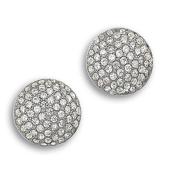 ER2LBCS00-W Sterling Silver Micro Pave Ball 8mm Hoop Earrings