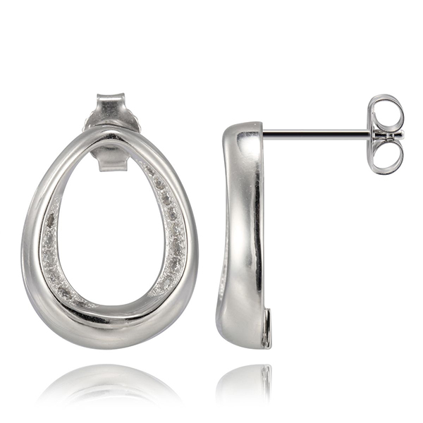 ER2LBGB00-W Sterling Silver Cubic Zirconia Pear Shaped Post Earring