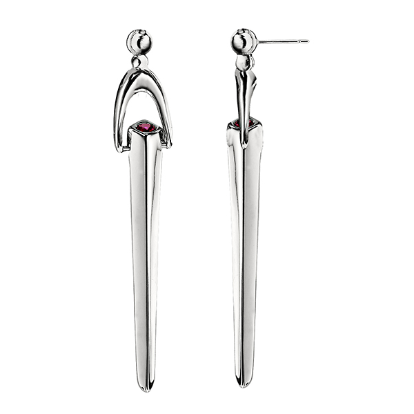 ER2LBHKA0-W Sterling Silver Long Spear Post Earrings