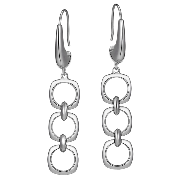 ER2LBKZA0-W Sterling Silver Triple Cushion Fishhook Earrings