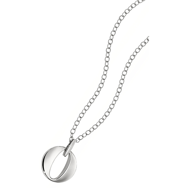 NR3L720A0-W-18 Sterling Silver Round Necklace with Rolo Chain Necklace Size 16