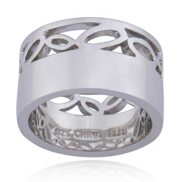 RR4L414AC-W-7 Sterling Silver Wide Filigree Band Ring Size 7