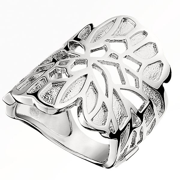 RR4L477A08-W-6 Sterling Silver Wide Butterfly Filigree Ring Size 6