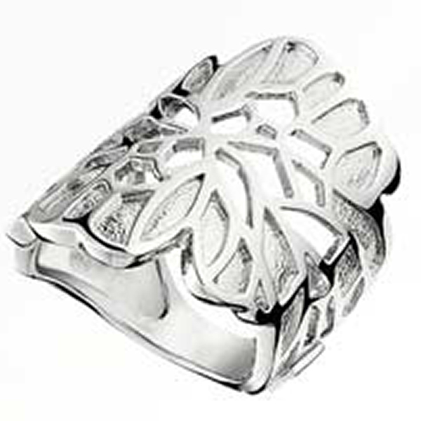 RR4L477A0-W-7 Sterling Silver Wide Butterfly Filigree Ring Size 7