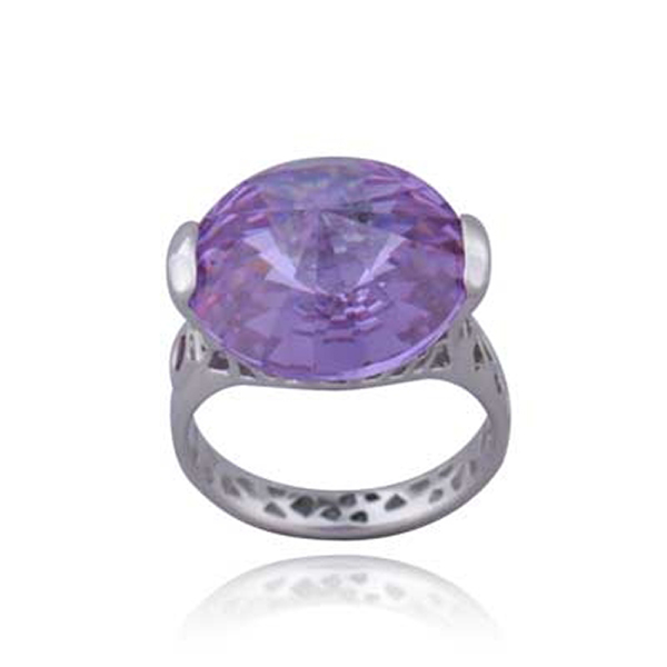 RR4L50404G-W-8 Sterling Silver Lavender Cubic Zirconia Ring Size 8