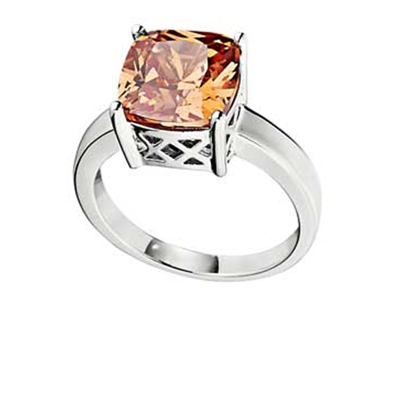 RR4L83137-W-7 Sterling Silver SPECTRUM Champagne Cubic Zirconia Ring Size 7