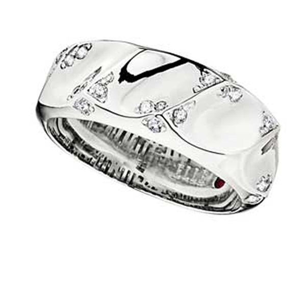 RR4L83800-W-8 Sterling Silver RAY OF LIGHT Cubic Zirconia Thin Band Ring Size 8