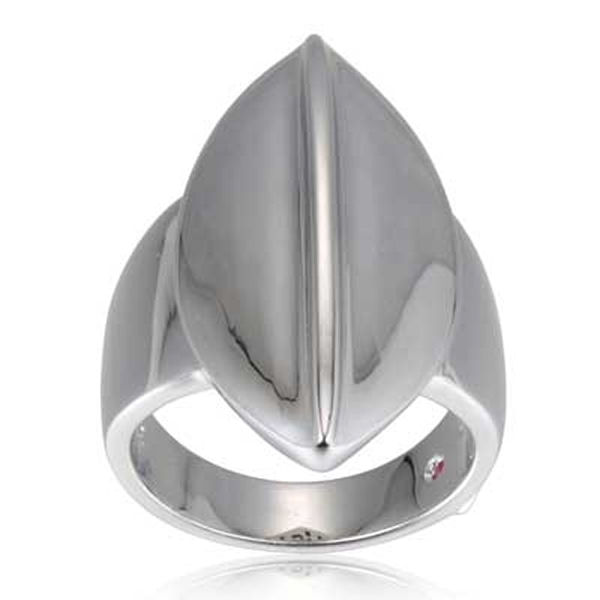 RR4L875A0-W-7 Sterling Silver NEW LEAF Marquise Ring Size 7