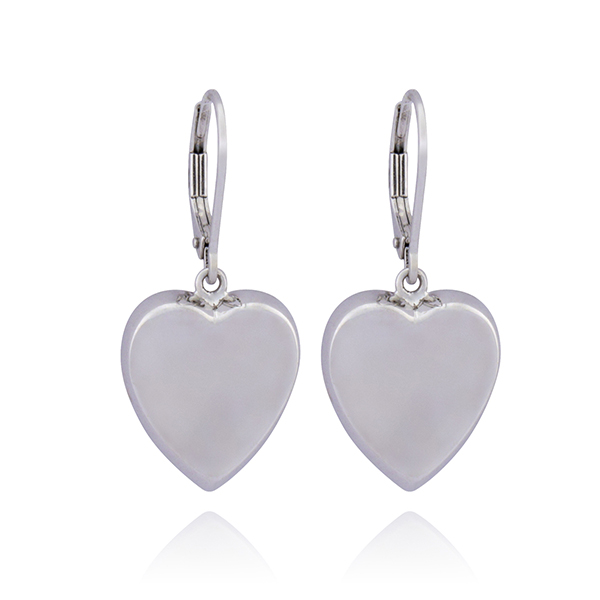 ER2LAFFA-W Impression Heart Lever Back Earrings