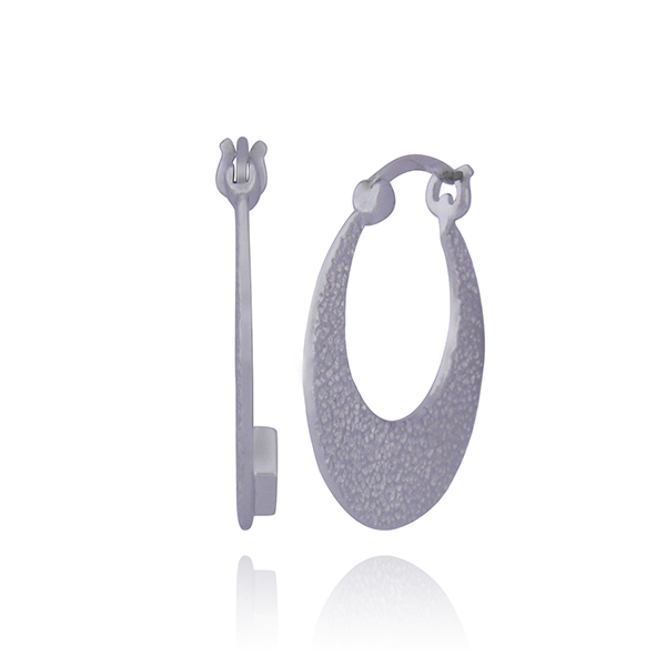 ER2LARFA-W Needle Textured Hoop Earrings