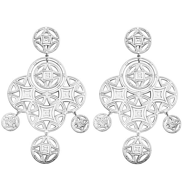 ER2LB1RA0-W Sterling Silver REFLECTIONS Chandelier Omega Clip Earrings