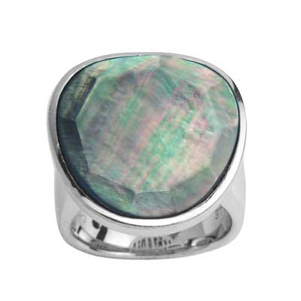 RR4L533A9-W-7 Sterling Silver TREASURY Grey Mother of Pearl Ring Size 7