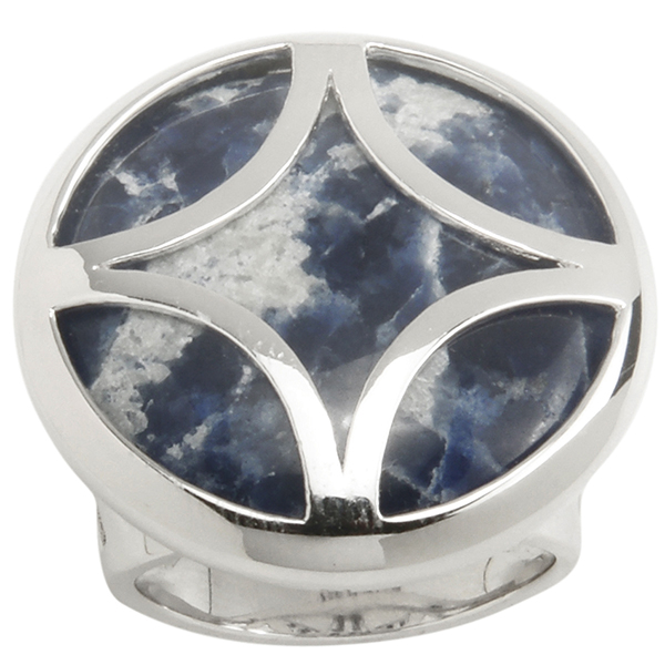 RR4L696AC-W-6 Sterling Silver Reflection Blue Gold Sodalite Ring Size 6