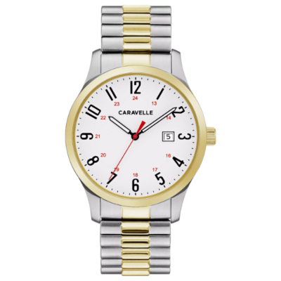Caravelle 45B147 Traditional Expansion Band Men Watch -White