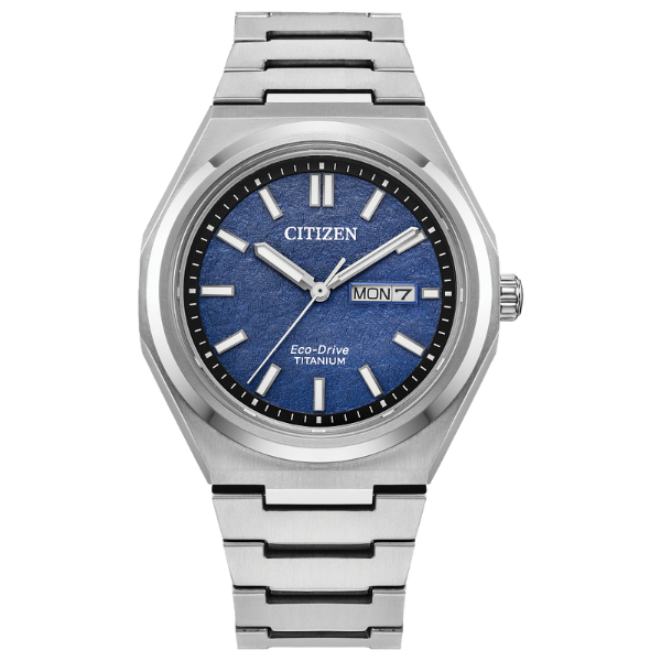 Citizen AW0130-85L Zenshin Three-hand Men Super Titanium Watch - Blue